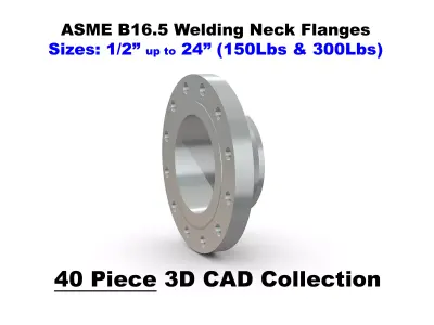 ASME B16-5 Welding Neck Flanges - 150Lbs and 300Lbs - CAD Files 3D model