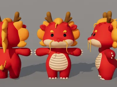 Rigged Cartoon Dragon Low-poly 3D model