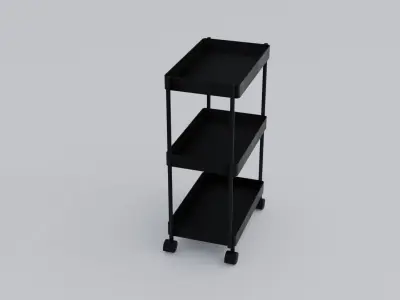 Small black utility roll cart Free 3D model