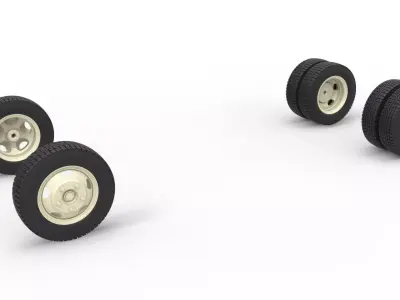 Wheel Set of Vintage truck Scale 1 to 25 3D print model