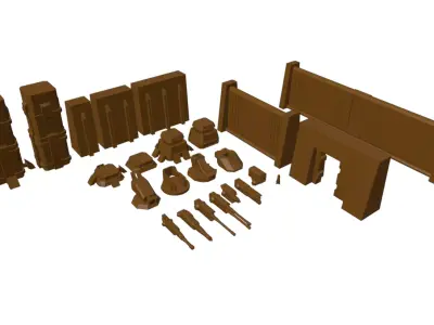 Modular defensive base 3D model