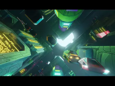 Low Poly Stylized Sci-Fi Hover Truck Free low-poly 3D model