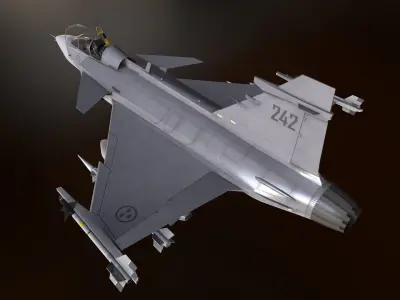 JAS 39 Gripen - Lowpoly Low-poly 3D model