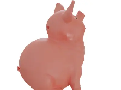 Piggy Bank 3D low-poly and high-poly Free low-poly 3D model
