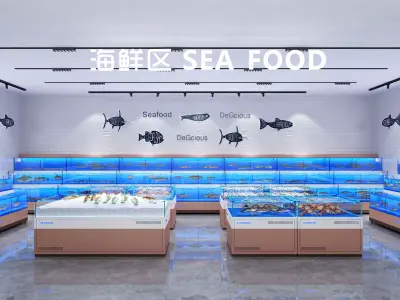 Seafood market Low-poly 3D model