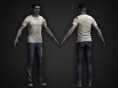 Zombie in Jeans Low-poly 3D model