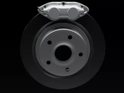 4 piston small disc brakes Low-poly 3D model