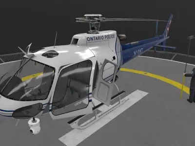 AS-350 Ontario Police Animated Low-poly 3D model