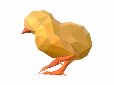 Animated Chicken Lowpoly Art Style Low-poly 3D model