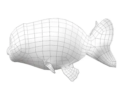 Ranchu Gold Fish Cartoon Animated  Low-poly 3D model