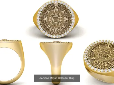 Mayan Calendar Rings Combo 3D Model Collection