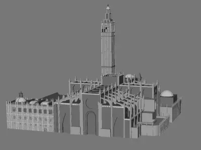 Cathedral of Sevilla lowpoly and buildings 3D model