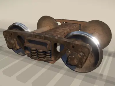 RailwayCarriage rusty wheeled vehicle Low-poly 3D model