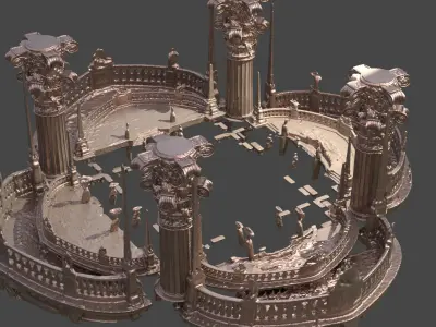 Medusa Pillar exterior halls 3D model