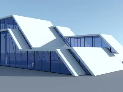 Car showroom - Exhibition interior and exterior Low-poly 3D model