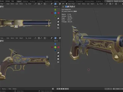 Caitlyn s pistol from arcane Free 3D model