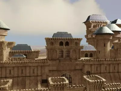 well detailed medieval castle Low-poly 3D model