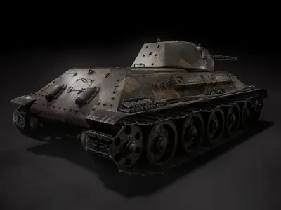 T34-57 1941 Soviet Tank Low-poly 3D model