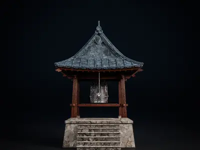 JAPANESE BELL Bonsho tsurigane Low-poly 3D model