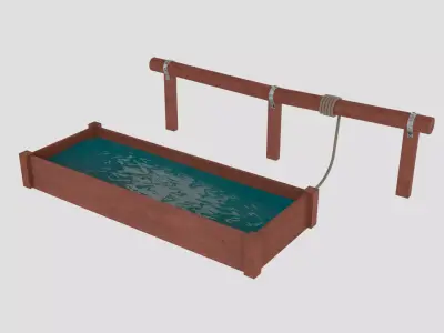 Horse Trough and Horse Post Low-poly Low-poly 3D model