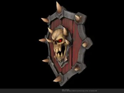 Stylized Spiked Demon Shield - AI Low-poly 3D model