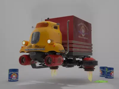 Corporate fly jet truck Free low-poly 3D model