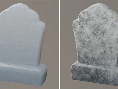 Old Dirty Tombstone concrete gravestone cemetery Low-poly 3D model
