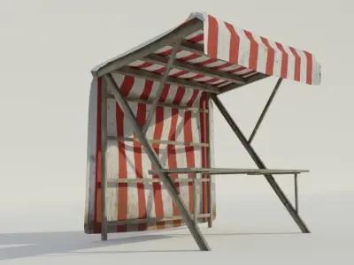 Medieval Market Stall - Low poly Low-poly 3D model