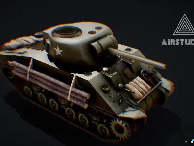 M4 Sherman Tank - World War 2 WWII Low-poly 3D model