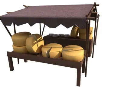 Bazaar stand with bottles 3D model