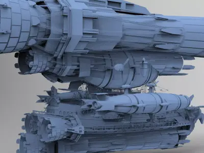 Grand Sci fi Airship Space design 4  3D model