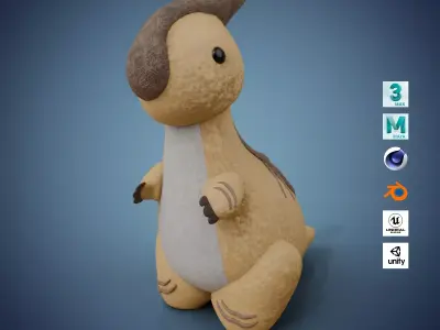 Dinosaur Plush Toy - Parasaurolophus Low-poly 3D model