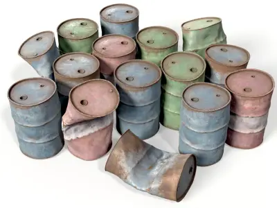 Metal Barrels Low-poly 3D model