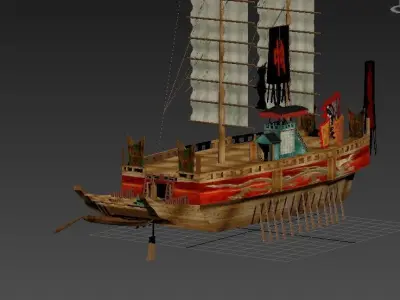old korea battle ship panoksun korea name Low-poly 3D model