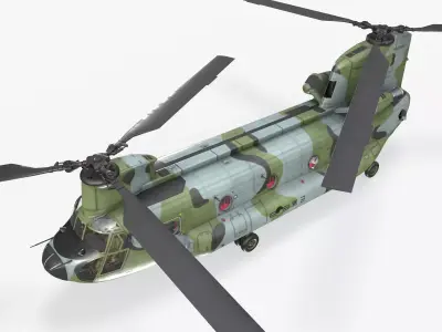 CH-47 Chinook Korean Army Complex Animation Low-poly 3D model