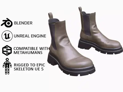 Boots 59 - All MH Bodies and UE5 Skeletons - Rigged Low-poly 3D model