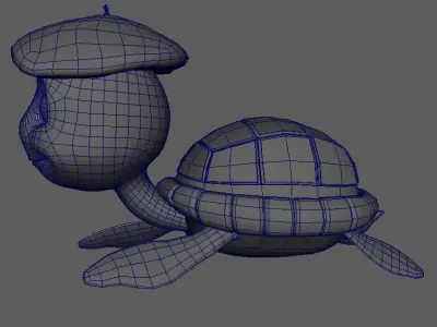 Turtle lowpoly model wearing hat Low-poly 3D model