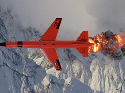 BQM-167 Rocket Drone with free VDB fire trail 3D model