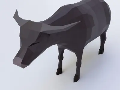 Cow 3d model bull in low polygons Low-poly 3D model