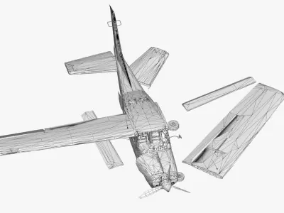 8K realistic destroyed propeller plane Low-poly 3D model