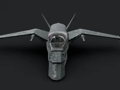Futuristic Sci-Fi Air Force Airplane Space Ship Low-poly 3D model