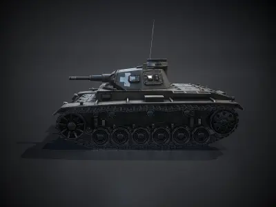 Low Poly Panzer III E medium tank Low-poly 3D model