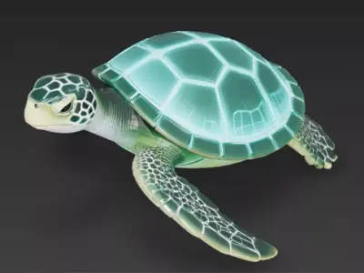 Cartoon Cyberpunk Sea Turtle Low-poly 3D model