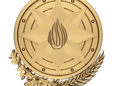 Coat of arms of Azerbaijan Gold Low-poly 3D model
