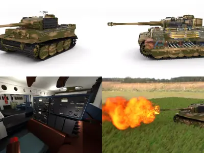 Fully built Panzer Tiger Tank Late 1944 v2 Firing HDRI 3D model