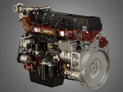 MP8 Heavy Duty Truck Engine - 6 Cylinder Diesel Engine 3D model