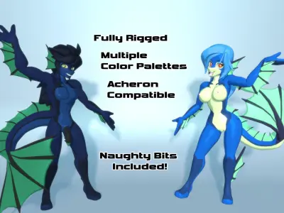 Acheron Sea Serpent Nude Low-poly 3D model