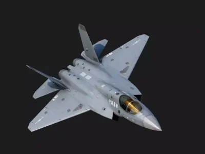 Shenyang J35 F35 gyrfalcon Fighter J-35 stealth aircraft Low-poly 3D model