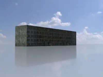 Old military barrack version 1 ruin 14 Low-poly 3D model