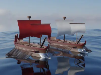 Trireme ancient ships Roman Greek 3D model